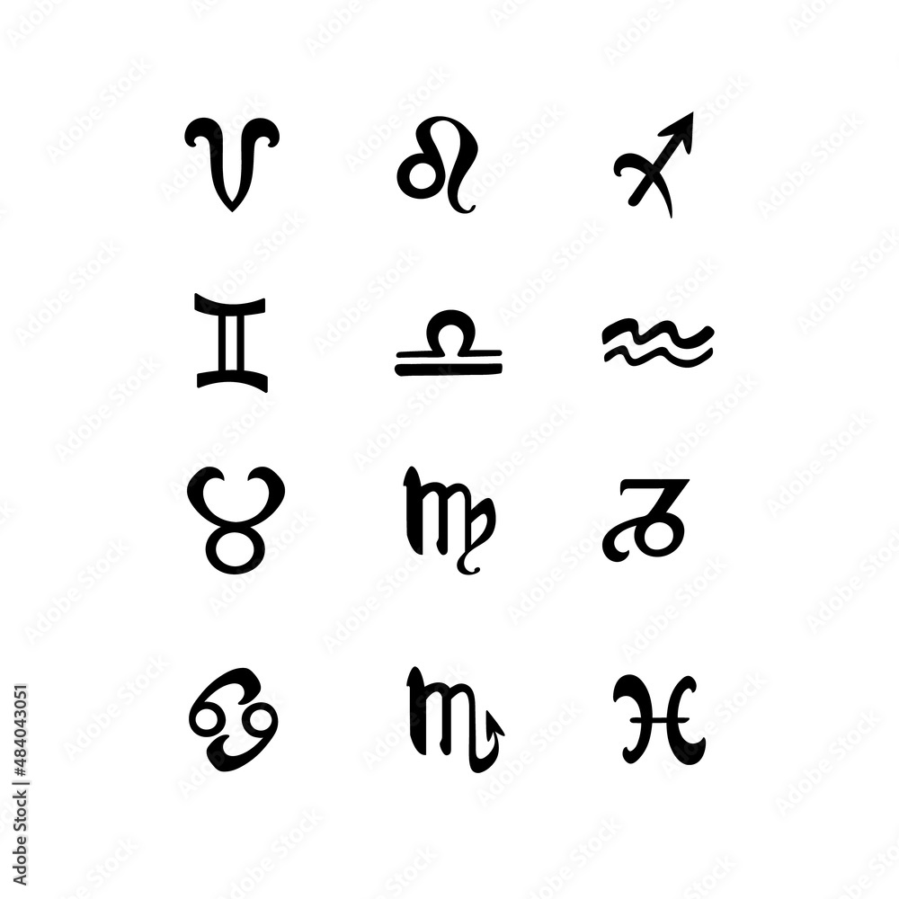 black mystical signs of the zodiac in a rectangular frame on a white background black mystical signs of the zodiac in a rectangular frame on a white background