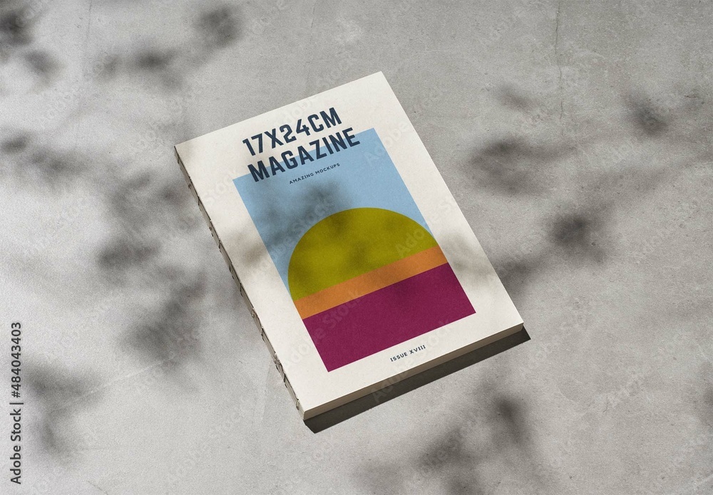 Magazine of Book with Plant Shadow Mockup Stock Template | Adobe Stock