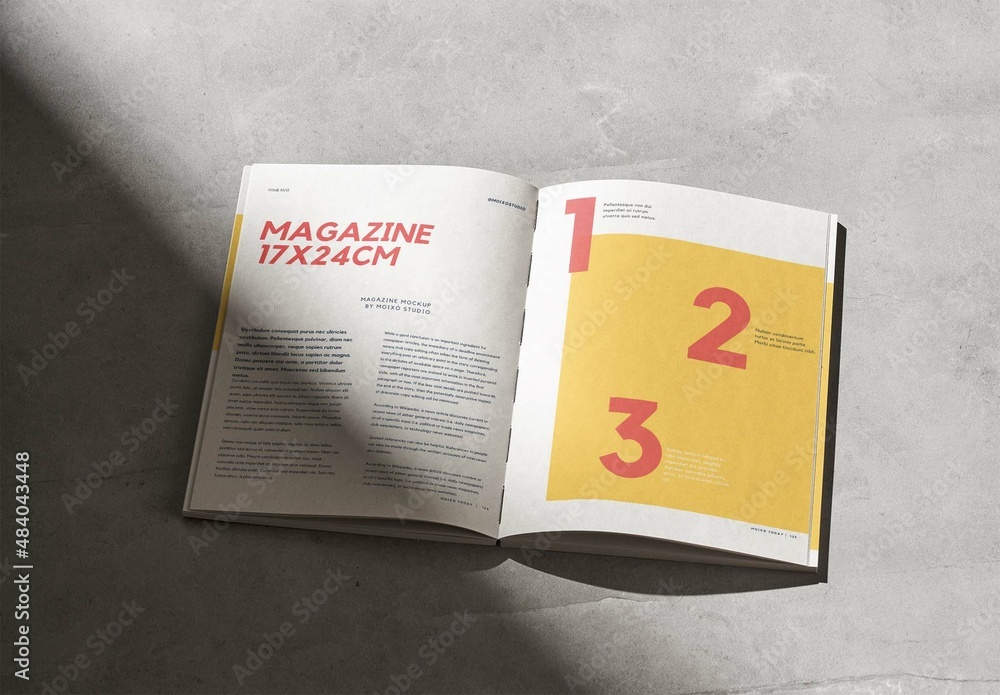 Open Magazine or Book Mockup with Shadow Stock Template | Adobe Stock