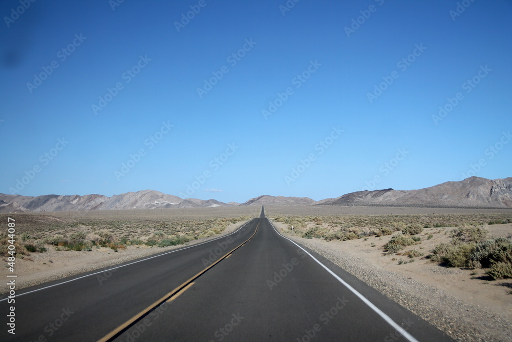 Endless road in the middle of the Death Valley Desert Endless road in the middle of the Death Valley Desert