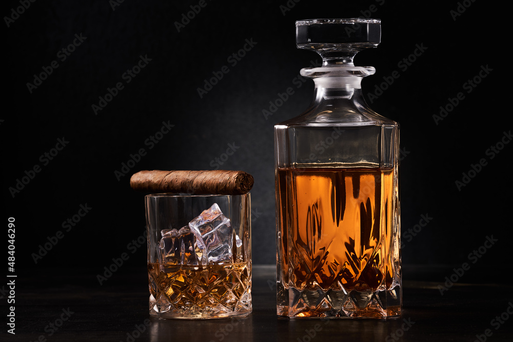 Scotch whiskey with ice Scotch whiskey with ice