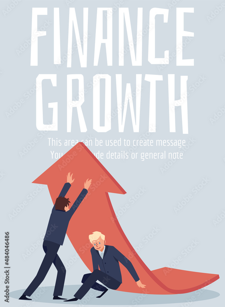 Fototapeta premium Finance Growth concept of business people working together as a team pulling up big red arrow.