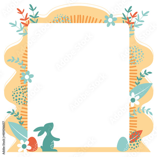 Ostern Grußkarte abstrakt mit Osterhase und floralem Design, druckbare vorlage und für soziale medien 
