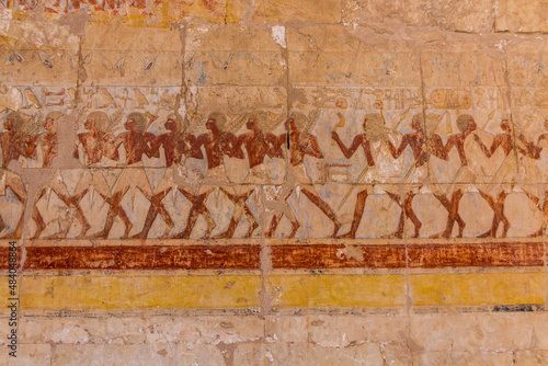 Bild auf Leinwand Wall decorations of the Temple of Hatshepsut at the Luxor's West bank, Egypt