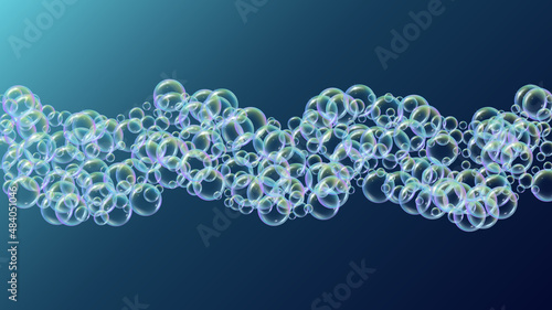 Bubble background with shampoo foam and detergent soap.
