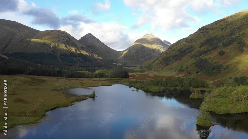 Aerial view of lakes and green landscape in Scotland Aerial view of lakes and green landscape in Scotland