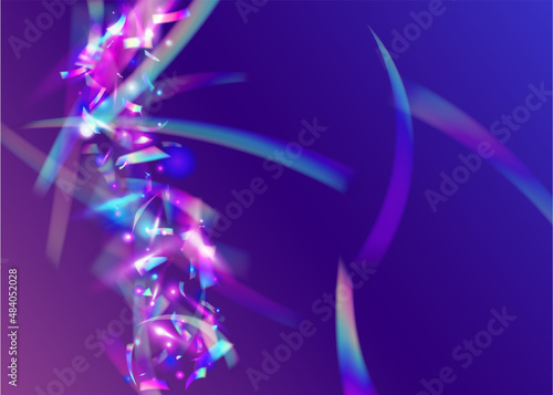 Glitch Confetti. Birthday Tinsel. Hologram Background. Party Vaporwave Serpentine. Modern Foil. Blur Element. Webpunk Art. Violet Retro Texture. Purple Glitch Confetti