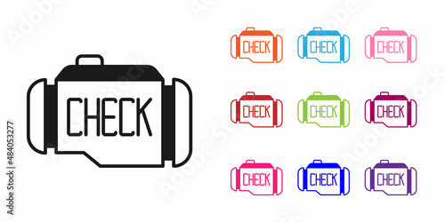 Black Check engine icon isolated on white background. Set icons colorful. Vector