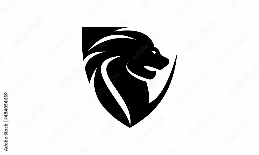 Naklejka premium Lion Head Silhouette logo vector image