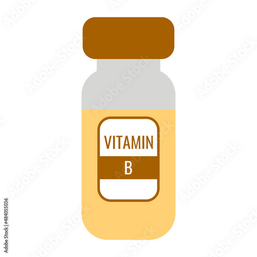 Vitamin injection bottle in package, isolated on white