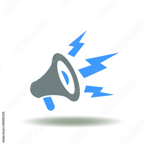 Vector illustration of loudspeaker screaming. Icon of announcement, advertising. Symbol of reprimand. Important message sign.
