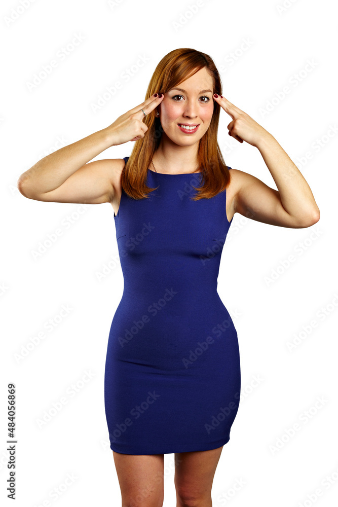 Happy beautiful woman in blue dress. Happy beautiful woman in blue dress.