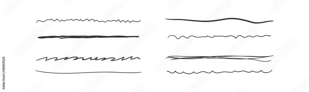 Set of wavy horizontal lines. Marker hand drawn line border set and doodle design. Hand drawn grunge brush strokes Set of wavy horizontal lines. Marker hand drawn line border set and doodle design. Hand drawn grunge brush strokes