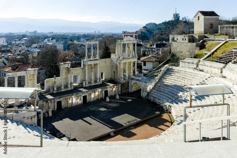 Ancient Roman theatre of Philippopolis in city of Plovdiv, Bulgaria
