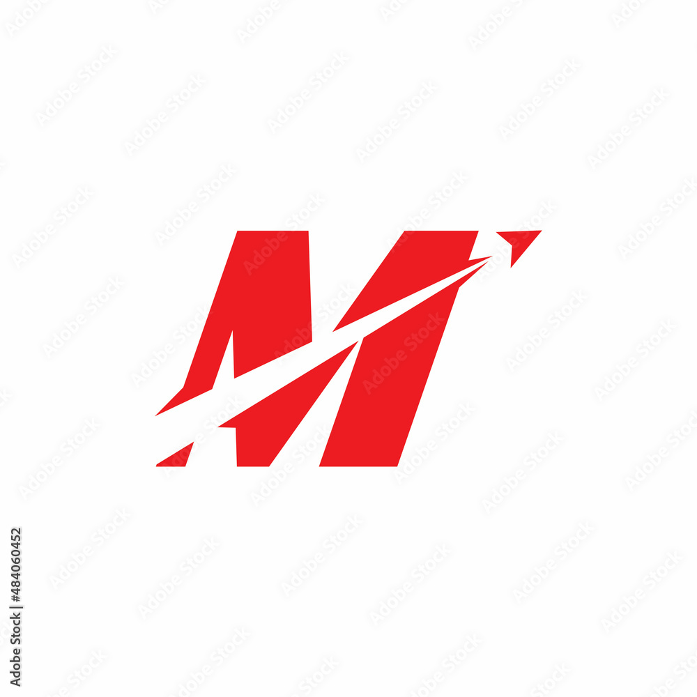 modern red slice aero initial m letter logo design modern red slice aero initial m letter logo design