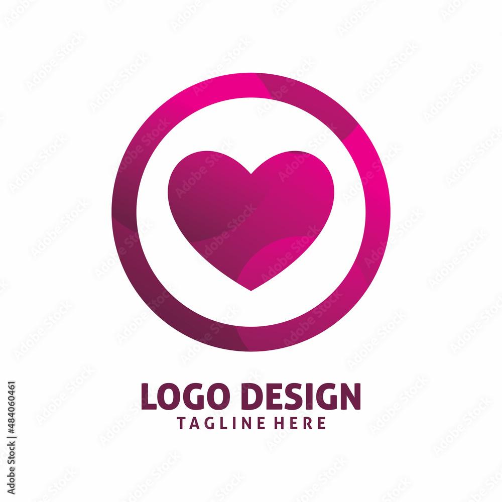 circle love heart logo design circle love heart logo design