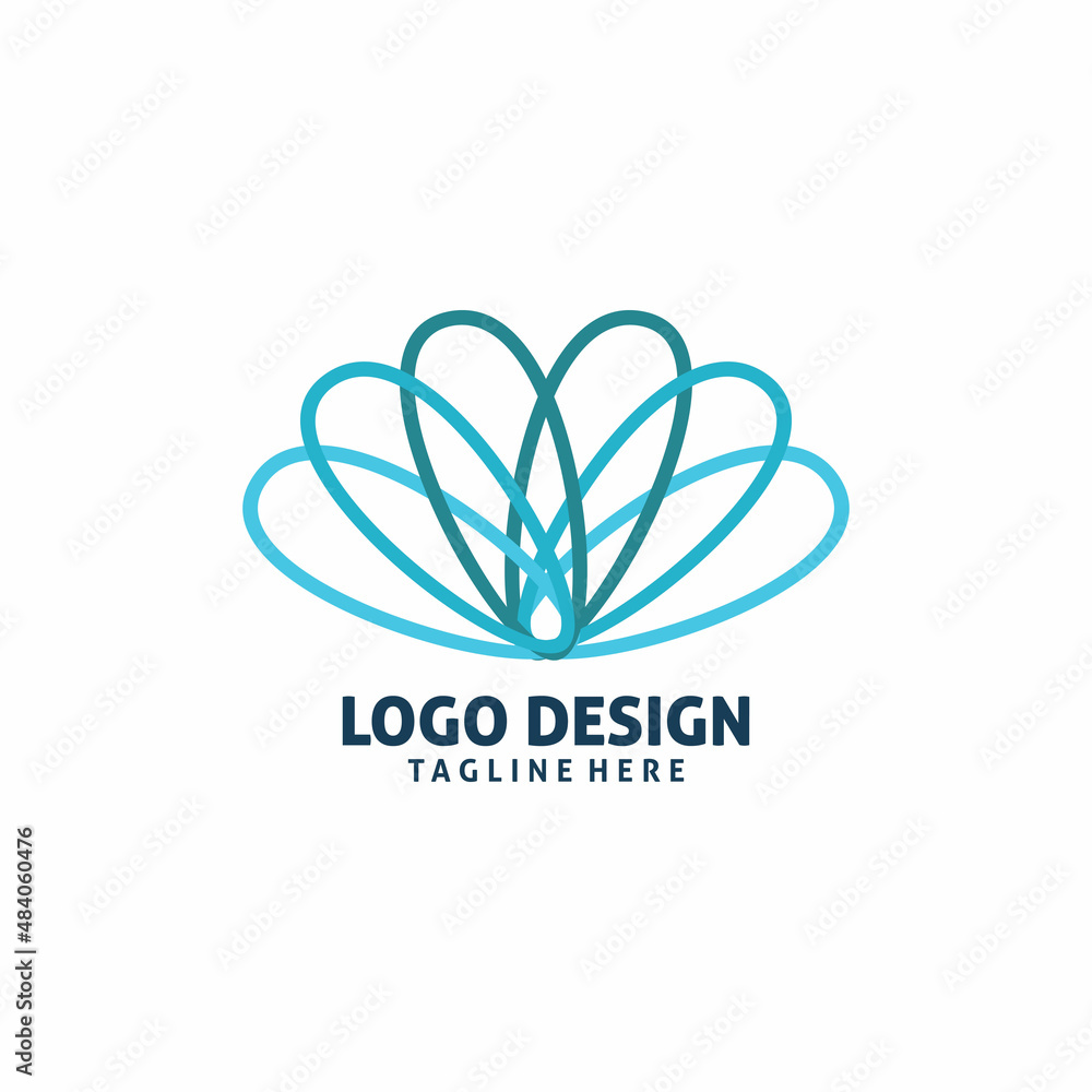 Fototapeta premium blue color line wing ellips logo design