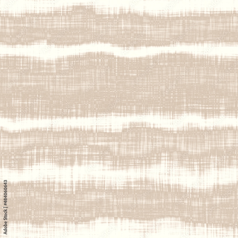 Fototapeta premium Minimal ecru jute wavy stripe texture pattern. Two tone washed out beach decor background. Modern rustic brown sand color design. Seamless striped distress pattern for shabby chic coastal living. 