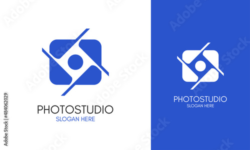 Camera shutter logo design. Photography capture moment