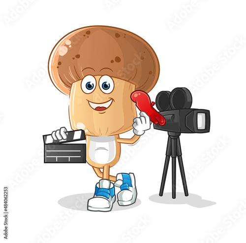 mushroom head cartoon director mascot. cartoon vector