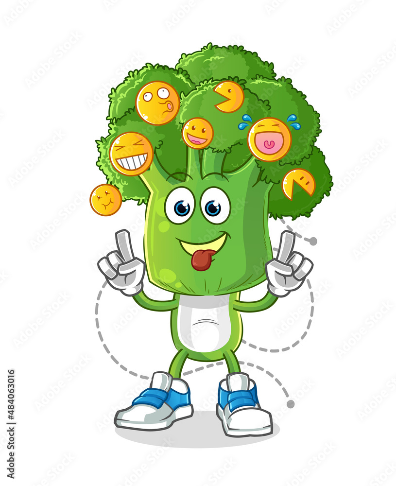 broccoli head cartoon laugh and mock character. cartoon vector broccoli head cartoon laugh and mock character. cartoon vector