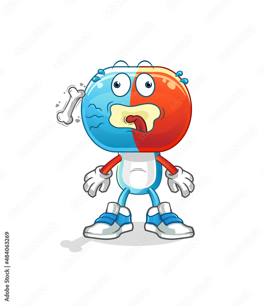 capsule head cartoon burp mascot. cartoon vector capsule head cartoon burp mascot. cartoon vector