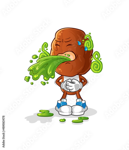 date fruit head cartoon throw up. cartoon mascot vector