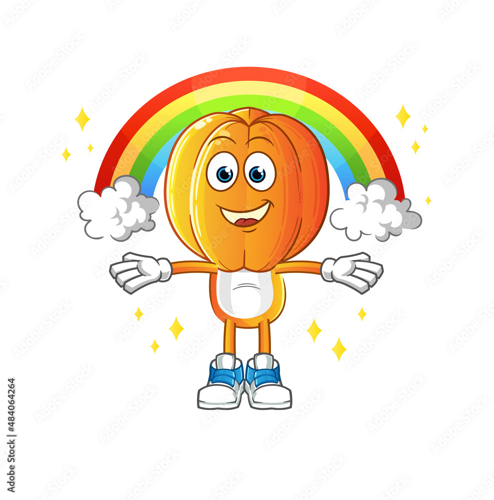 star fruit head cartoon with a rainbow. cartoon vector