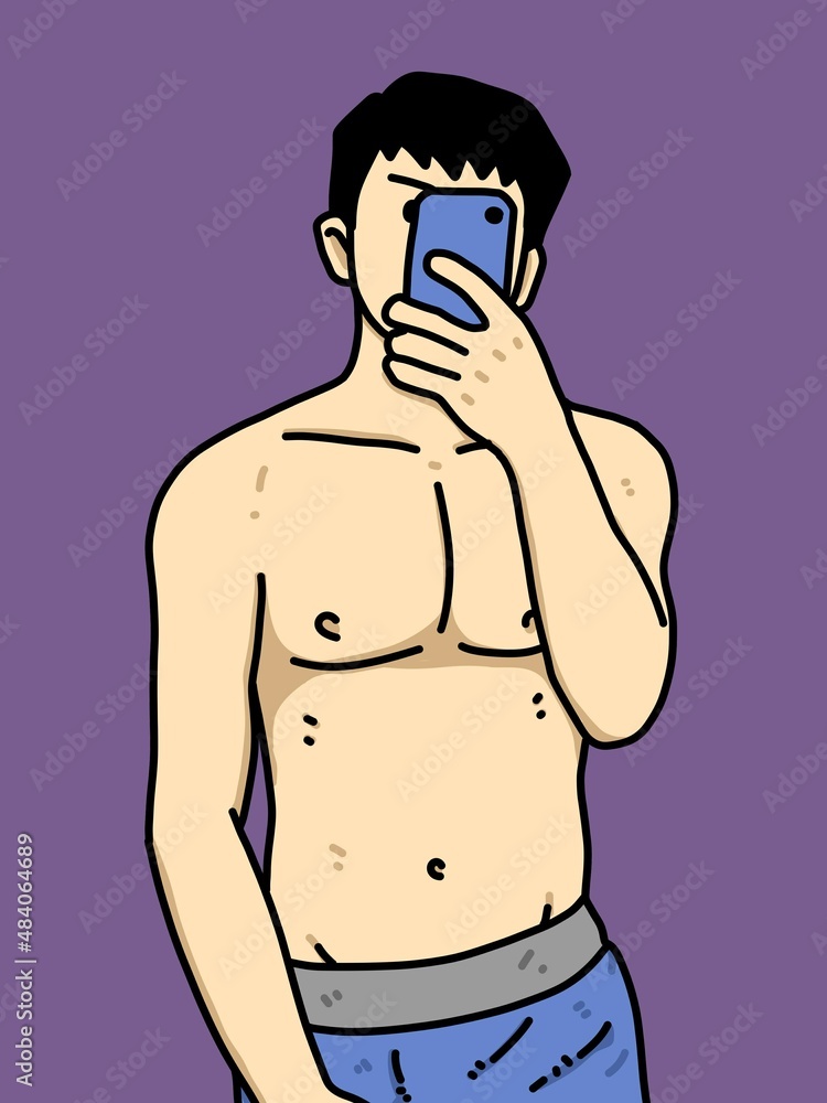 Fototapeta premium cute man cartoon on purple background