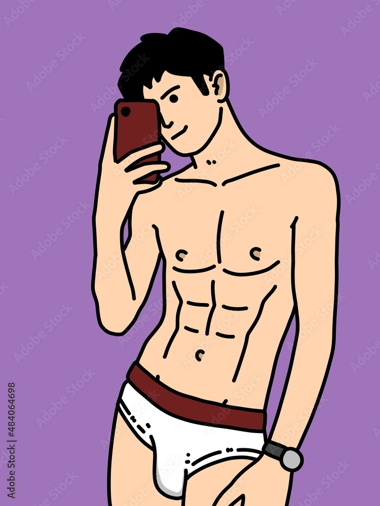 Fototapeta premium cute man cartoon on purple background