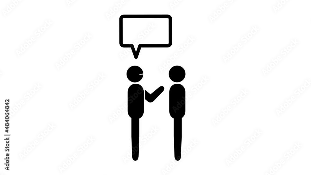 3密のピクトグラムアニメーション。密接。Close-contact settings. Pictogram man talks at close range without a mask. 3密のピクトグラムアニメーション。密接。Close-contact settings. Pictogram man talks at close range without a mask.