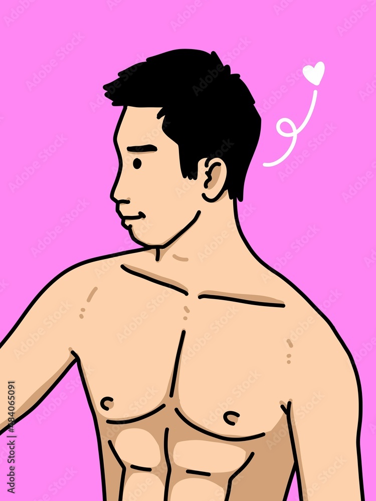 Fototapeta premium cute man cartoon on pink background