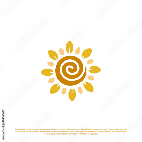 creative sunflower logo design vector illustration