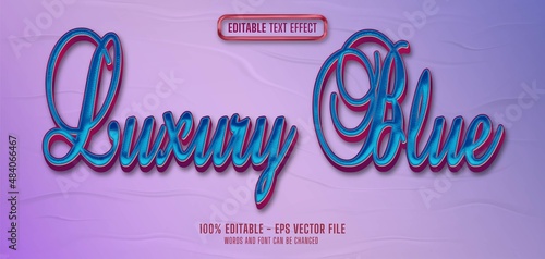 luxury blue editable text effect style in purple glued paper texture background 