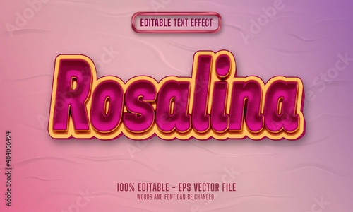 Rosalina maroon luxury editable text effect in purple glued paper texture background 