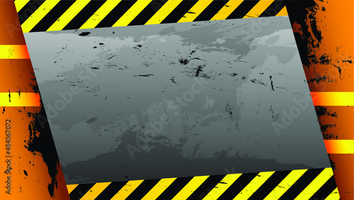 Web banner slide presentation with asphalt road construction theme. Safety lines warning. Asphalt sprayed effects.