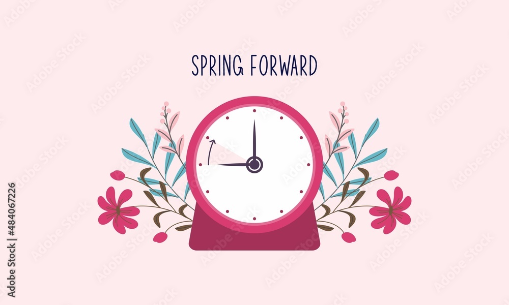 Spring forward fall back illustration with clock Stock Vector Adobe Stock