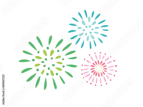 かわいい夏の打ち上げ花火／手描きイラスト