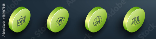 Set Isometric line NFT Digital crypto art, cloud, and icon. Vector