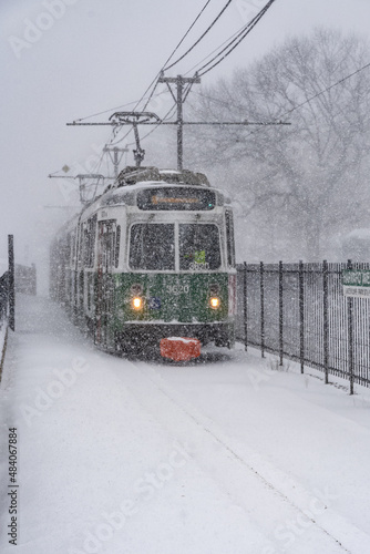 Green Line in snowstorm