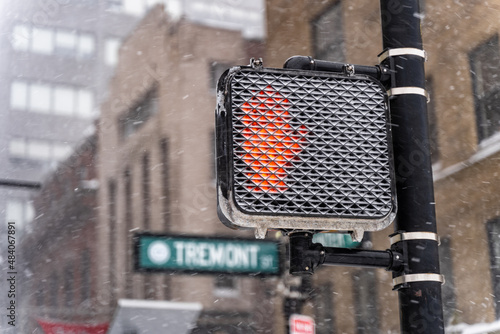 Traffic light in snow