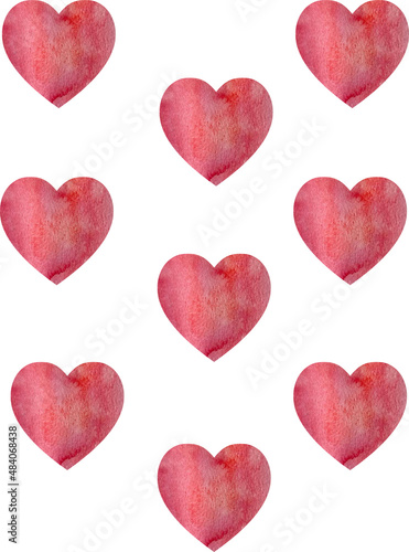 Background of pink hearts for Valentine's day on a white background. 