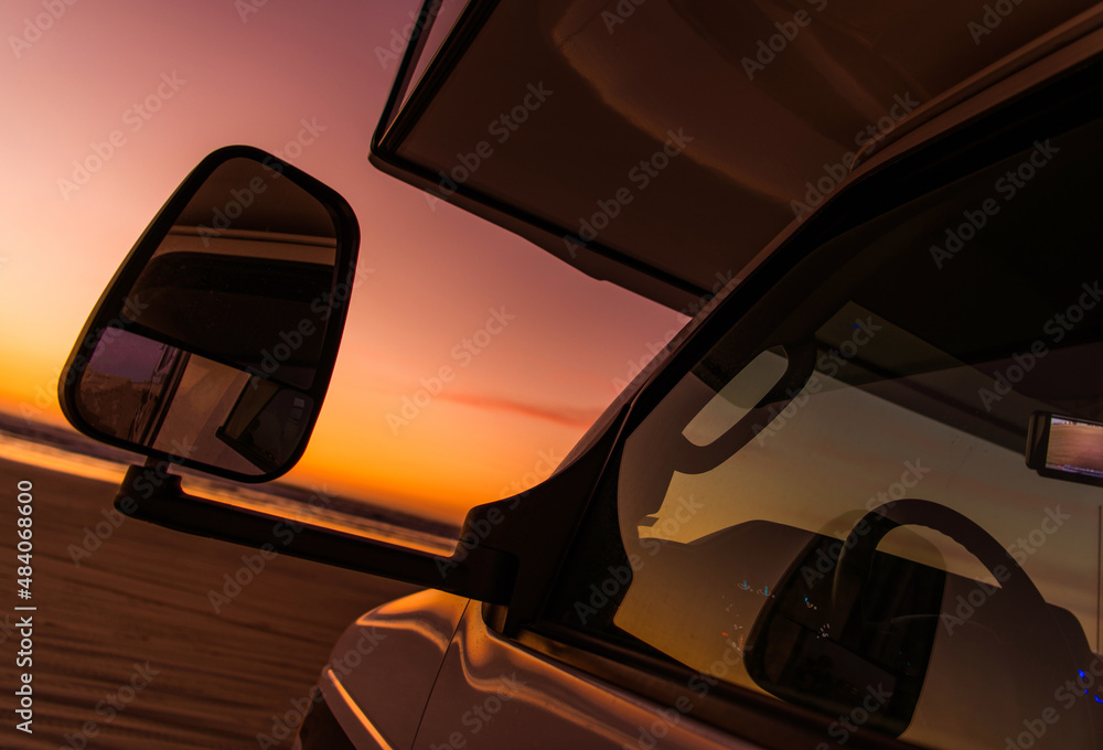 Class C Motorhome RV Beach Sunset Camping Stock Photo | Adobe Stock