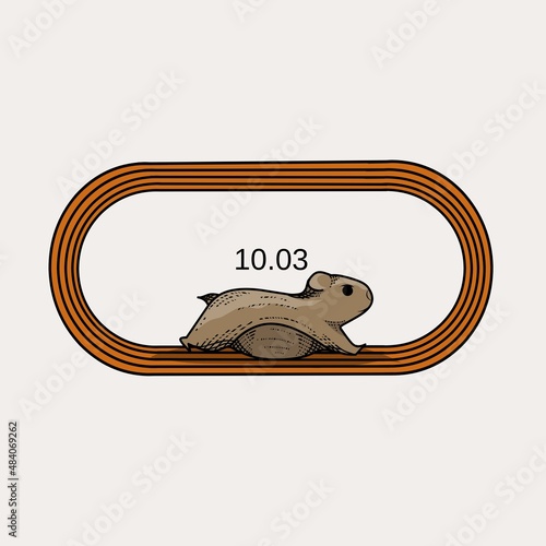 illustration vector graphic of hamster running on track suitable for background,print,etc.