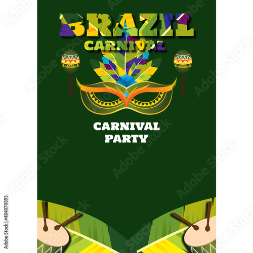 brazilian carnival party poster background. post background, banner poster, music event poster and party