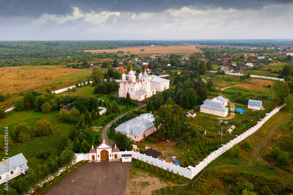 Aerial view of Paisievo-Galichsky Assumption Convent. City of Galich. Russia
