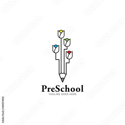 Playgroup, preschool, kindergarten logo template