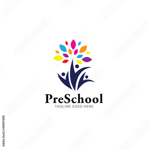 Playgroup, preschool, kindergarten logo template