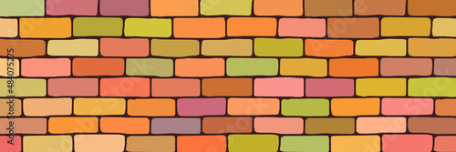Vector drawing of a brick wall, multicolor banner