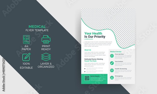 Modern medical healthcare flyer design or hospital leaflet design template